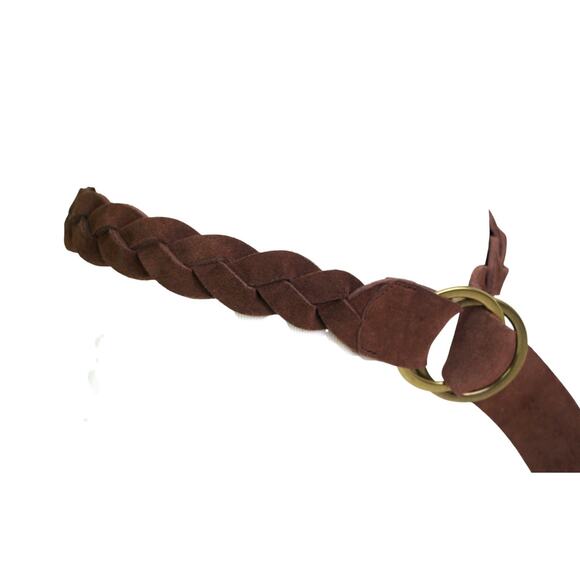 CLASSIC BRAIDED BROWN GENUINE LEATHER SUEDE DRESS CASUAL BELT Sz M (B30 - Picture 3 of 9